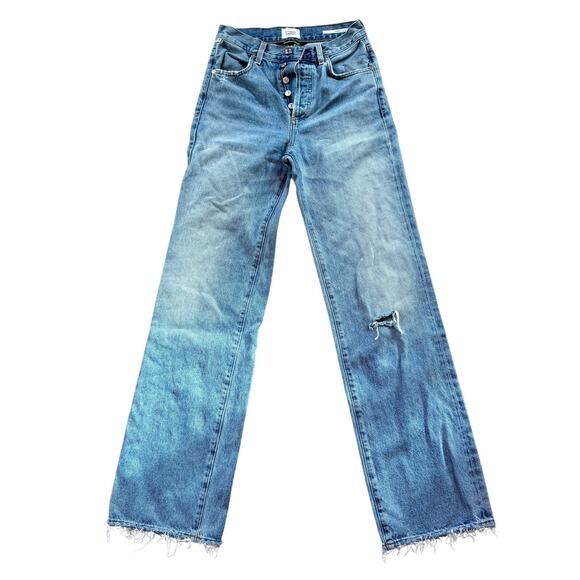 Citizens of Humanity Annina High Rise Relaxed Leg Jeans 23 Button Fly Raw Hem - Picture 1 of 11